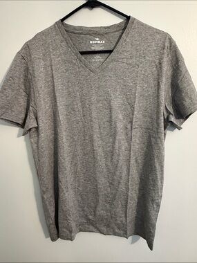 Bombas Gray V-Neck Short Sleeve Tee